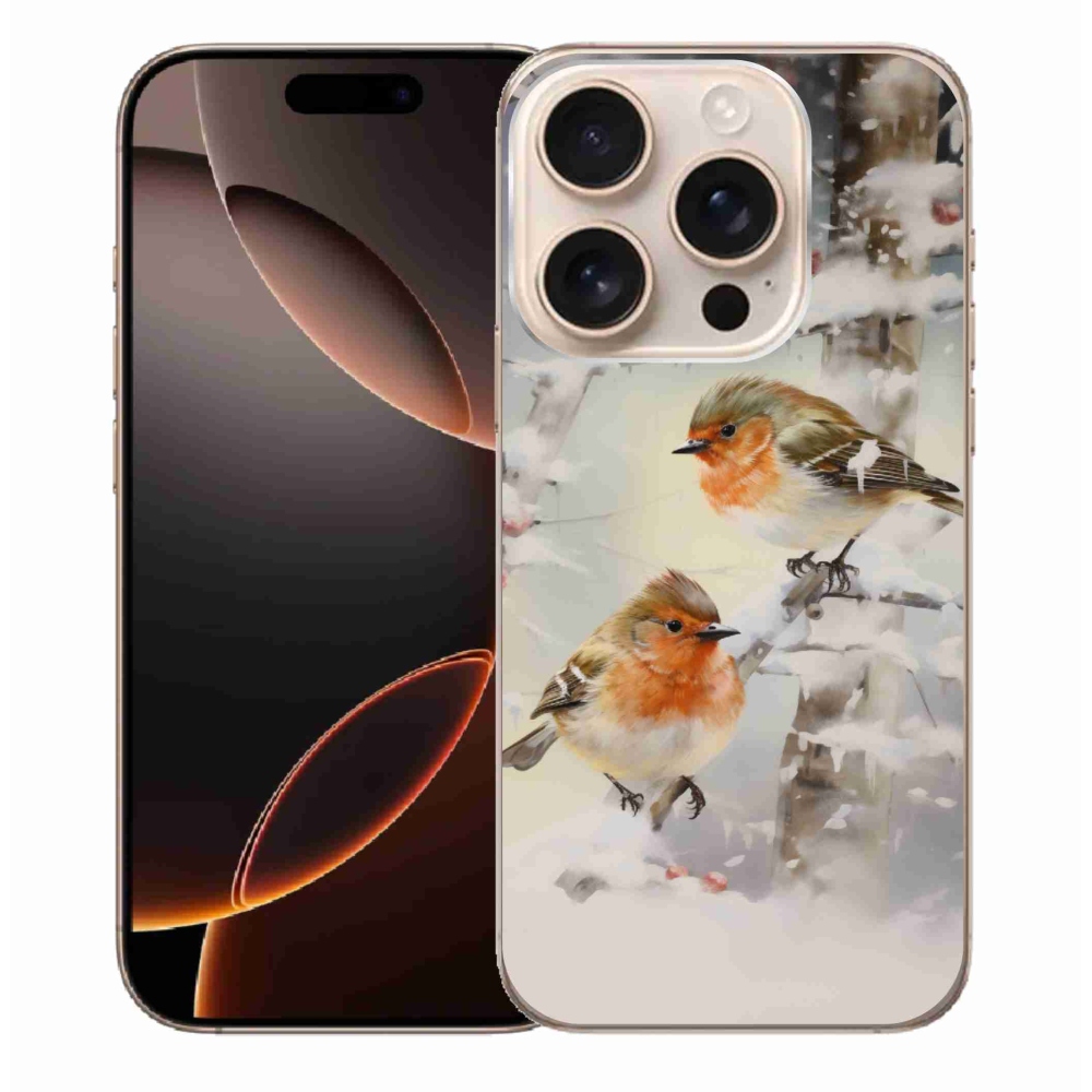 Gelový kryt mmCase na iPhone 16 Pro Max - ptáčci v zimě