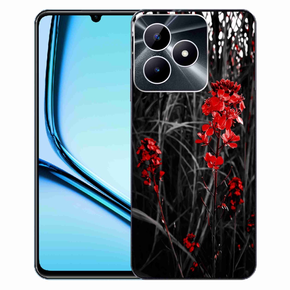 Gelový kryt mmCase na Realme Note 50 - červená rostlina