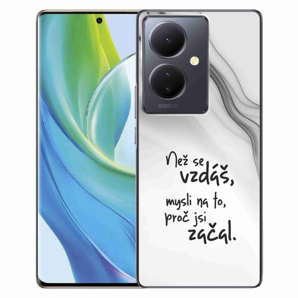 Gelový kryt mmCase na Vivo V29 Lite 5G - citát 2 bílé pozadí