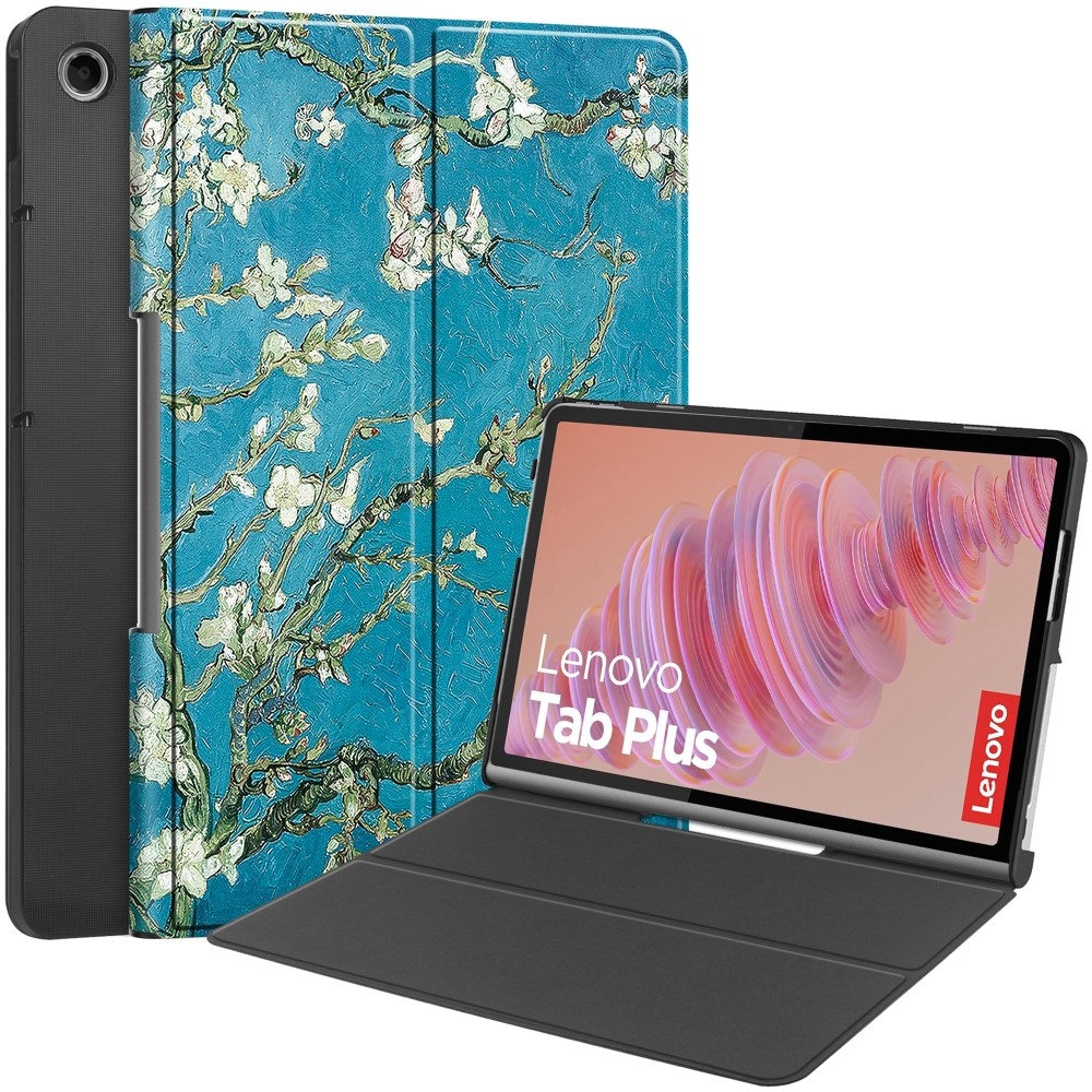 Patte zavírací pouzdro na Lenovo Tab Plus 11.5 - bílé květy