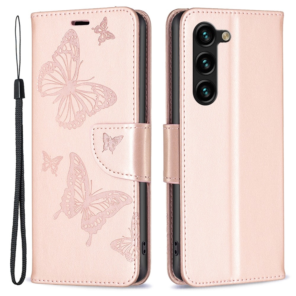 Butterfly knížkové pouzdro na Samsung Galaxy S24+/S25+ - růžovozlaté