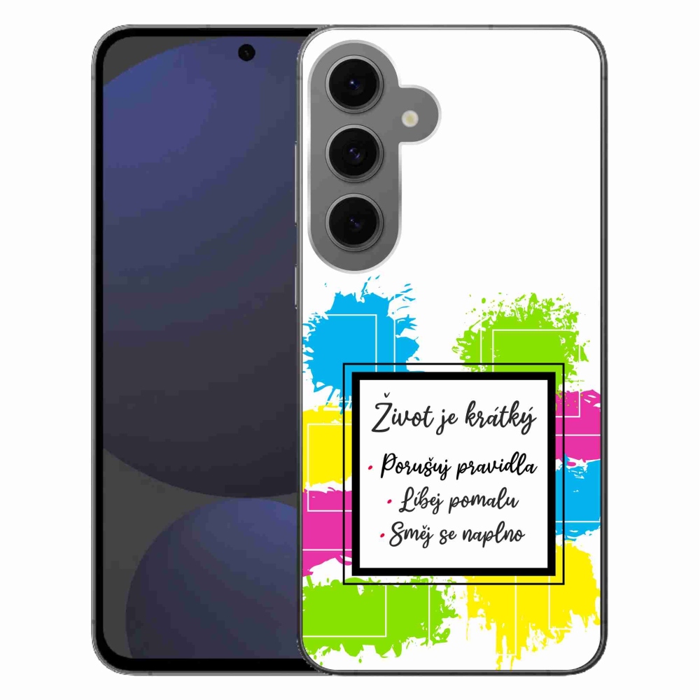 Gelový kryt mmCase na Samsung Galaxy S24 FE - citát 5 bílé pozadí