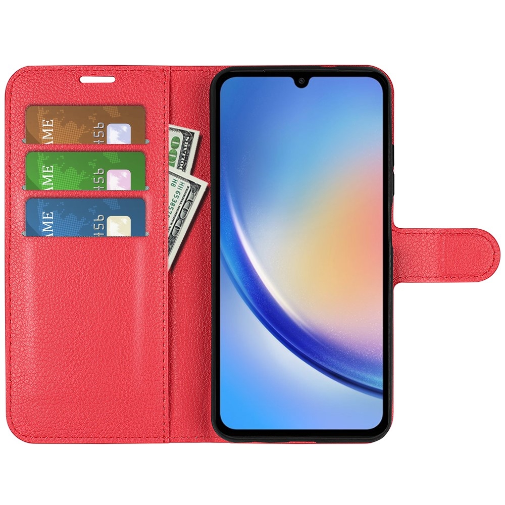 Litchi knížkové pouzdro na Samsung Galaxy A35 5G - červené