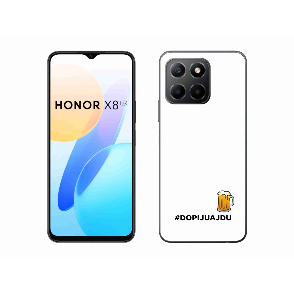 Gelový kryt mmCase na Honor X8 5G/Honor 70 Lite 5G - pivní motiv 1 bílé pozadí