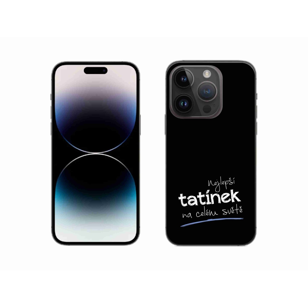 Gelový kryt mmCase na iPhone 14 Pro 6.1 - nejlepší tatínek 4 černé pozadí