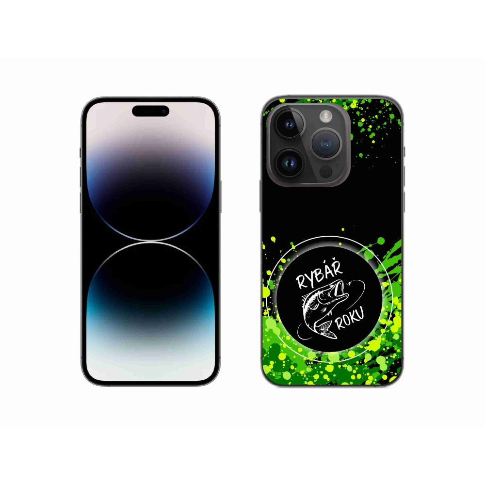 Gelový kryt mmCase na iPhone 14 Pro 6.1 - rybář roku černé pozadí