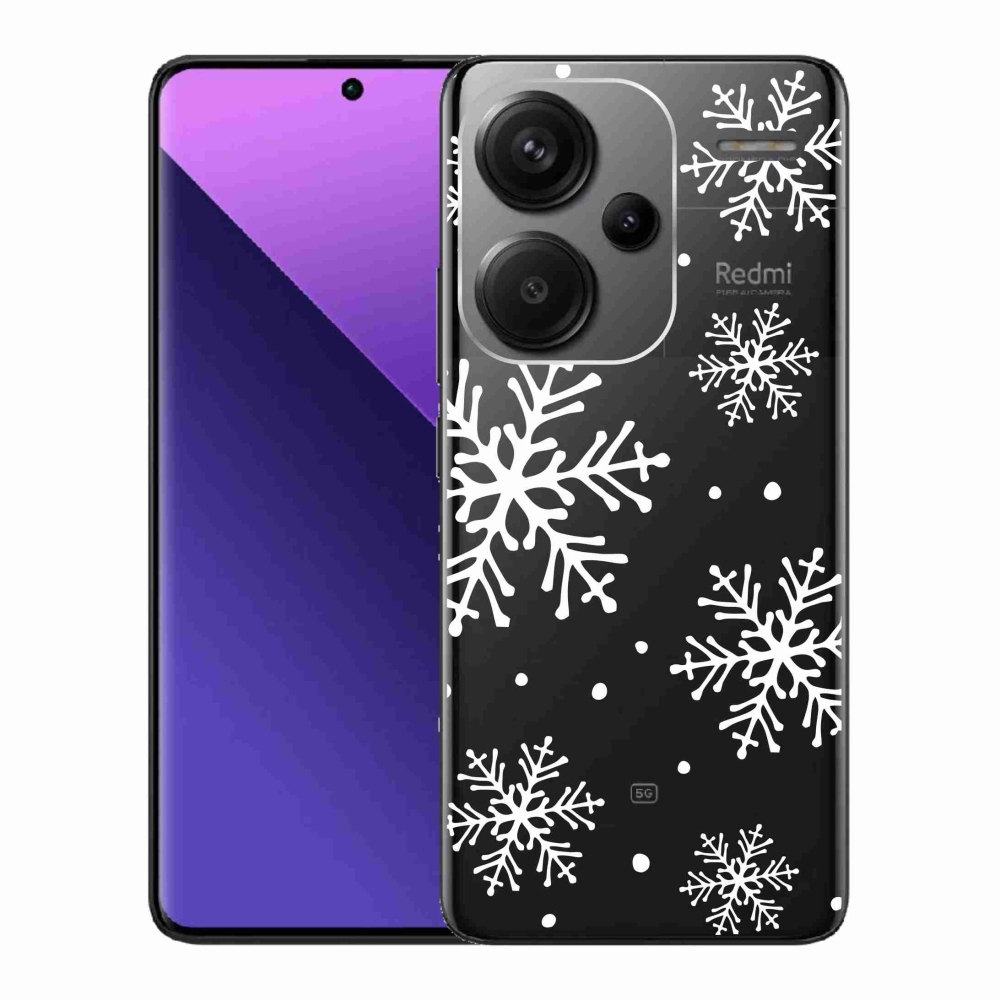 Gelový kryt mmCase na Xiaomi Redmi Note 13 Pro+ 5G - bílé vločky na průhledném pozadí