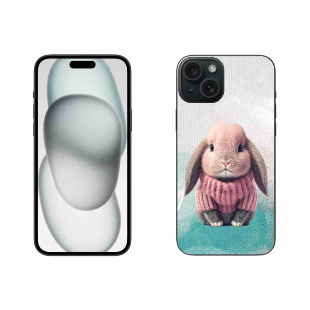 Gelový kryt mmCase na iPhone 15 Plus - králíček ve svetru
