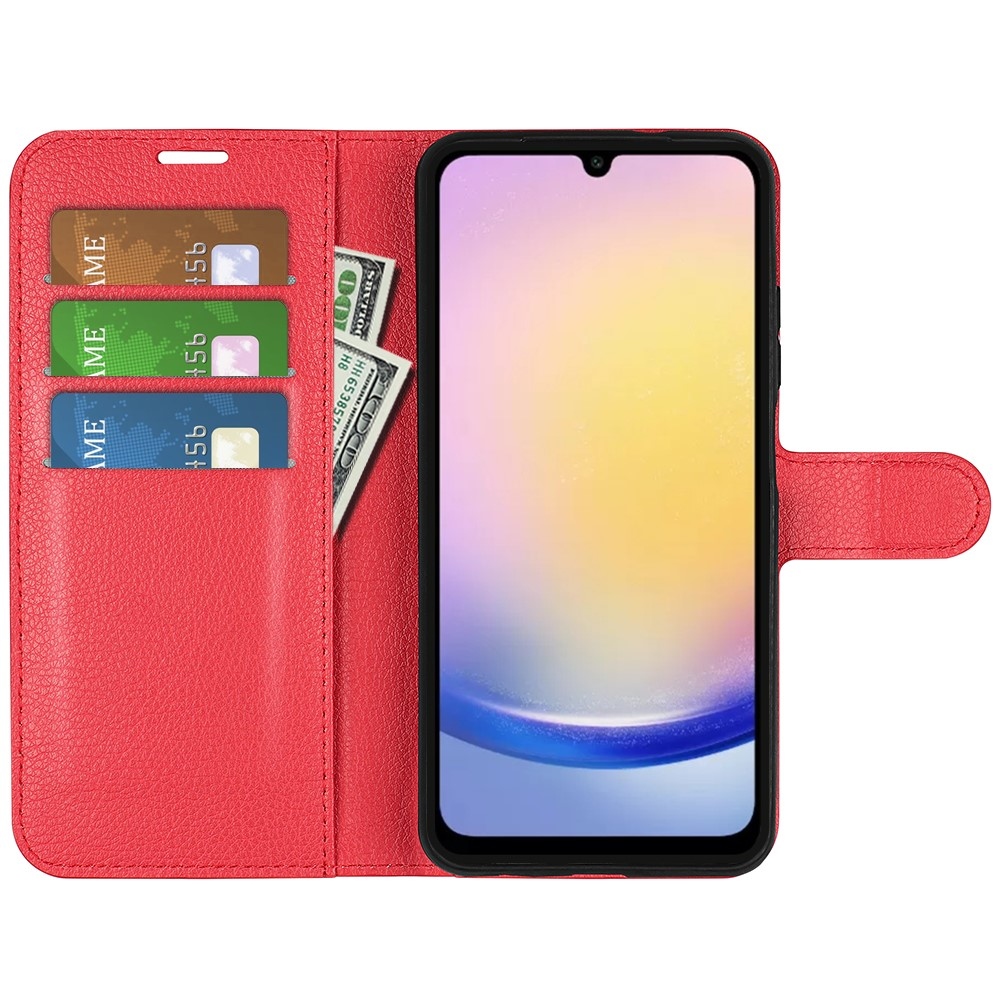 Litchi knížkové pouzdro na Samsung Galaxy A26 5G - červené