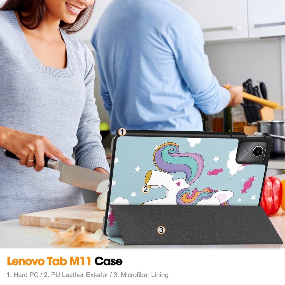 Print chytré zavírací pouzdro na Lenovo Tab M11/Tab K11 - jednorožec