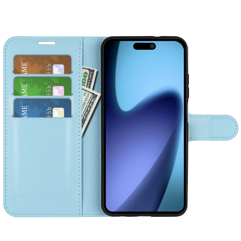 Litchi knížkové pouzdro na iPhone 17 Air - modré