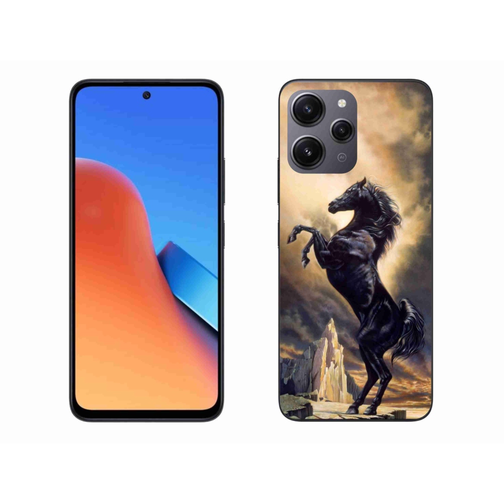 Gelový kryt mmCase na Xiaomi Redmi 12 - černý kreslený kůň