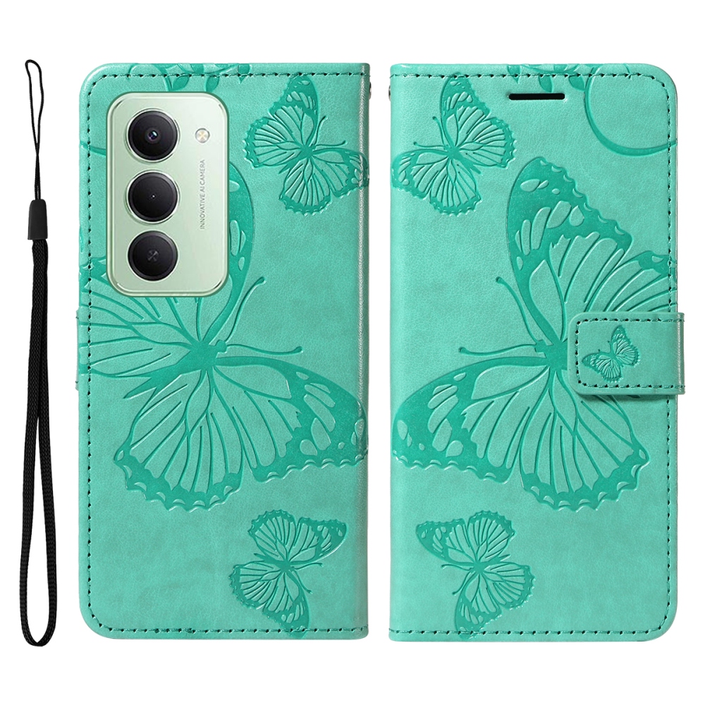 Big Butterfly knížkové pouzdro na Xiaomi Redmi 15 4G (171mm) - modrozelené