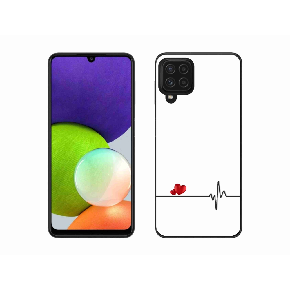 Gelový kryt mmCase na Samsung Galaxy A22 4G - srdce a tep bílé pozadí