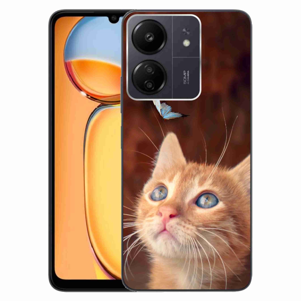 Gelový kryt mmCase na Xiaomi Poco C65/Redmi 13C - motýl a kotě