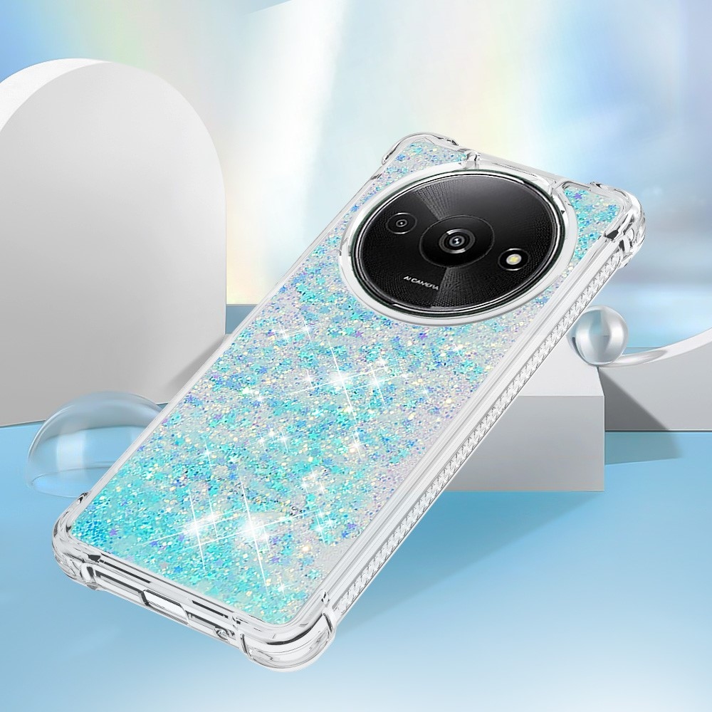 Glitter gelový přesýpací obal na Xiaomi Redmi A3 - modrý/hvězdičky