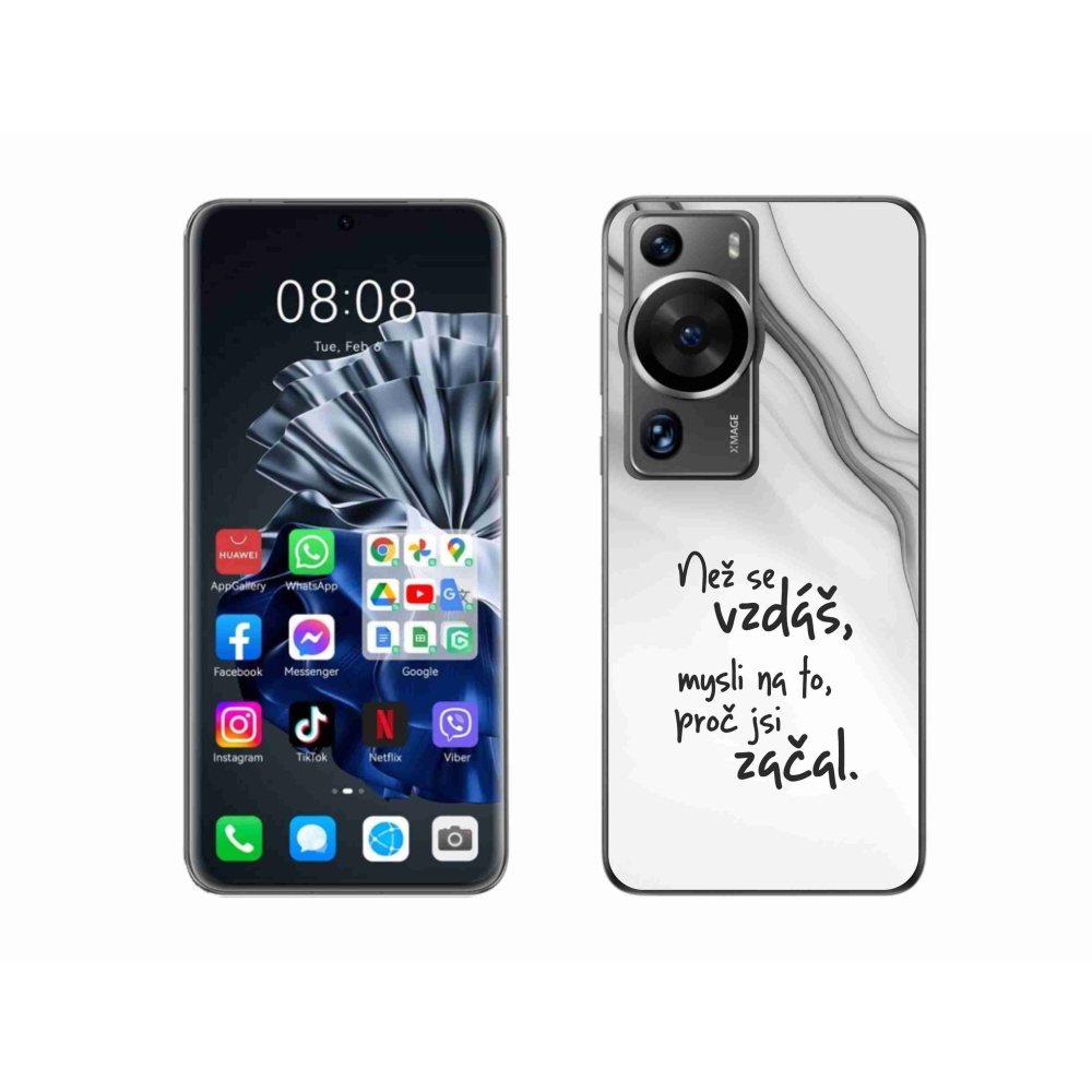 Gelový kryt mmCase na Huawei P60 Pro - citát 2 bílé pozadí