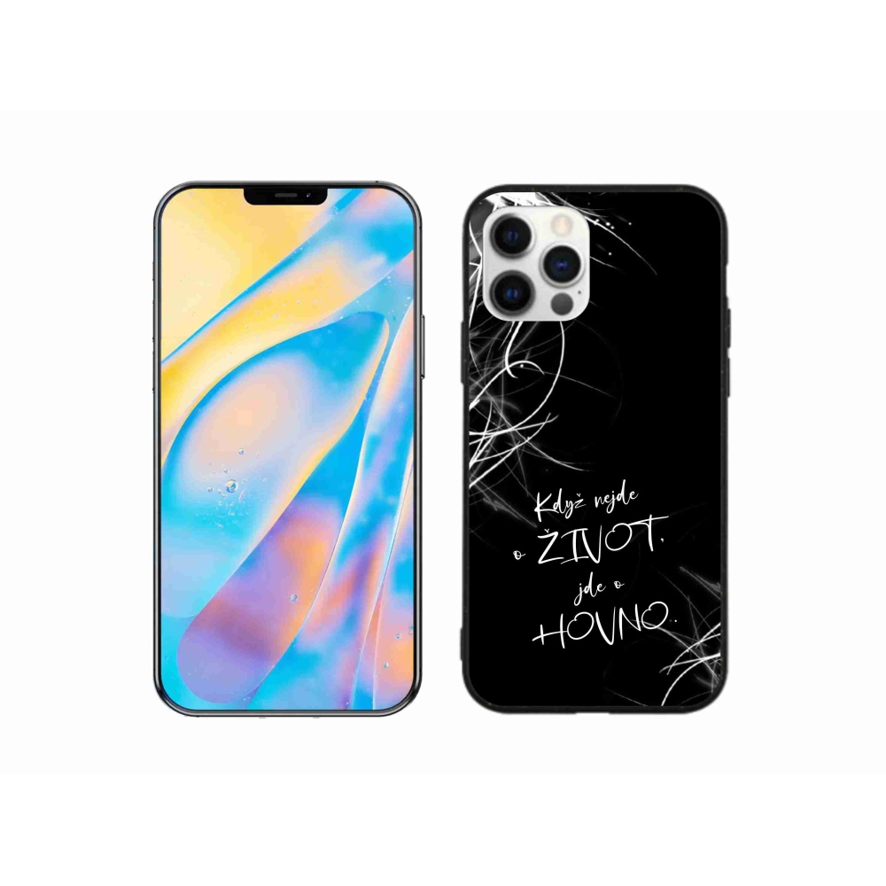 Gelový kryt mmCase na iPhone 12 Pro - vtipný text 16 černé pozadí