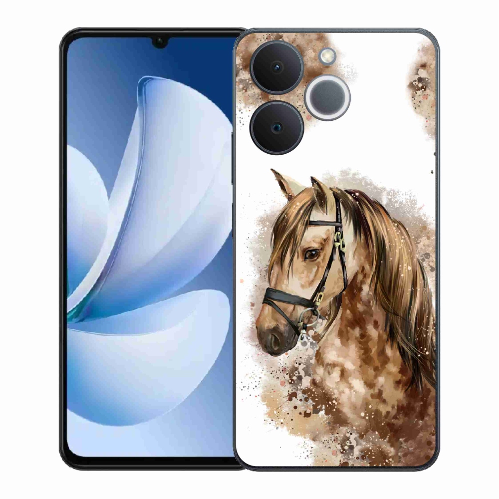 Gelový kryt mmCase na Realme Note 70T - hnědý kreslený kůň
