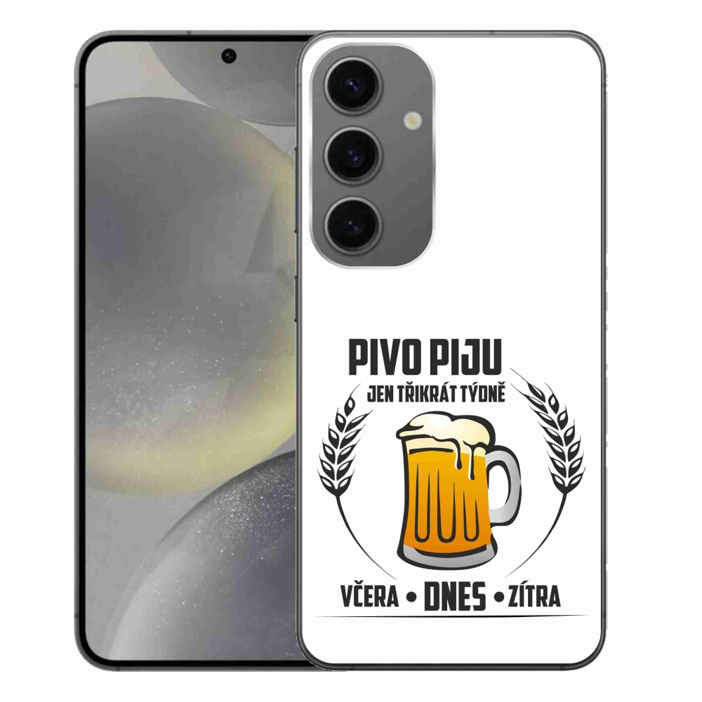 Gelový kryt mmCase na Samsung Galaxy S24+ - pivní motiv bílé pozadí