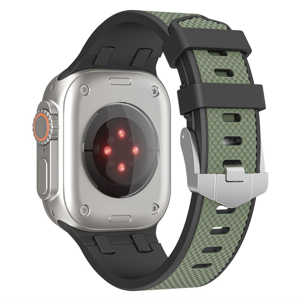 Sports silikonový řemínek na Apple Watch Ultra/Ultra 2 49mm/SE/SE 2022/2023 44mm/9/8/7 45mm/6/5/4 44mm/3/2/1 42 mm - černý/tmavězelený