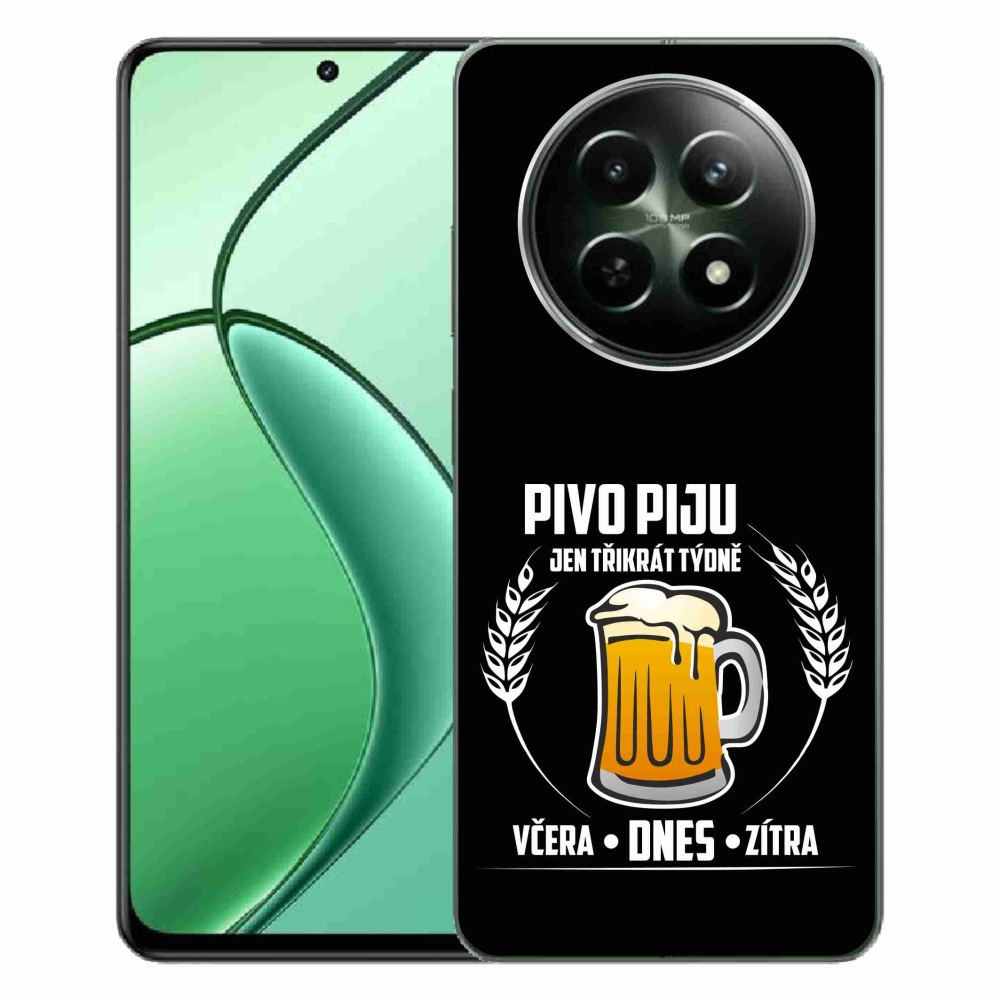 Gelový kryt mmCase na Realme 12 5G/12x 5G - pivní motiv černé pozadí