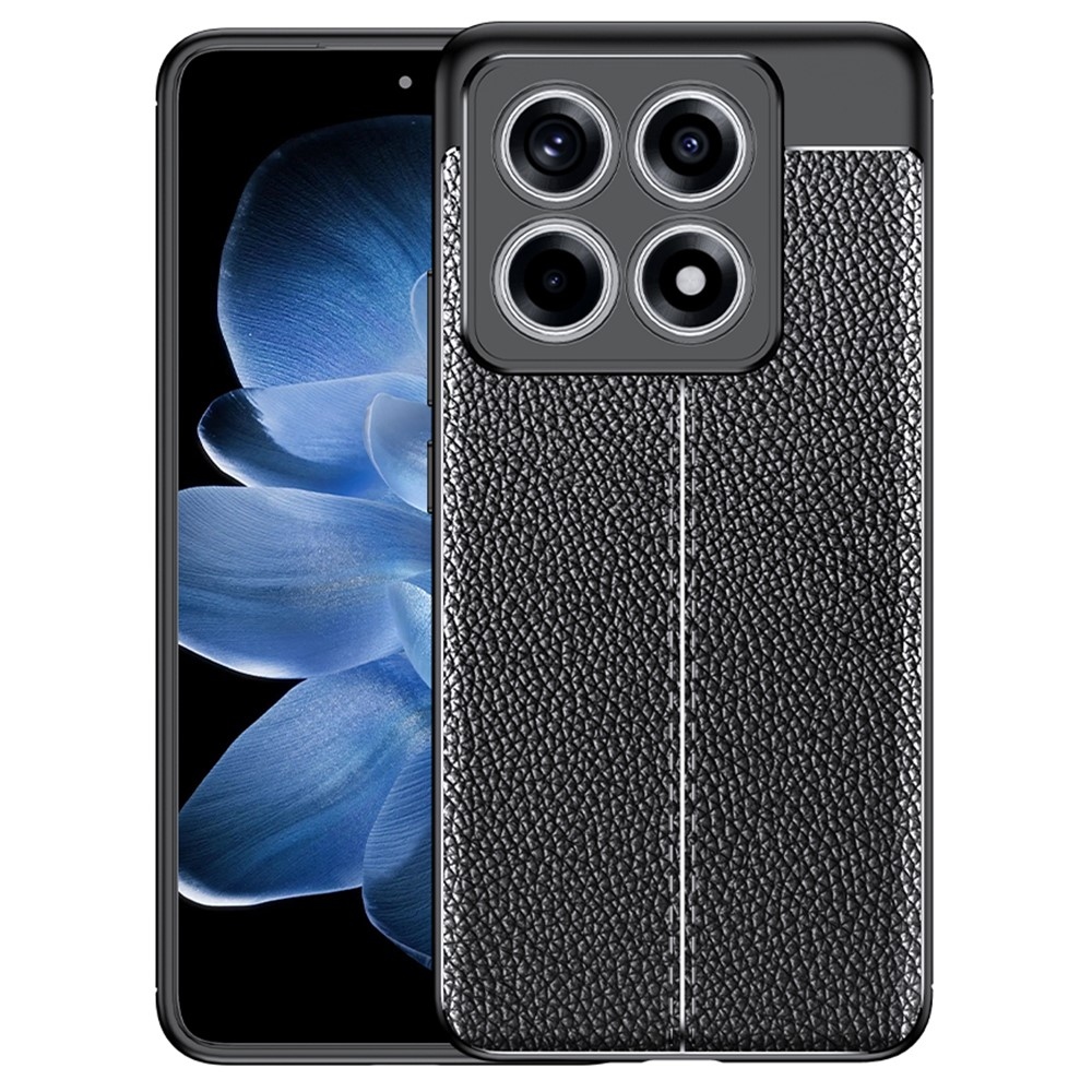 Litchi odolný gelový obal na Xiaomi 14T Pro - černý