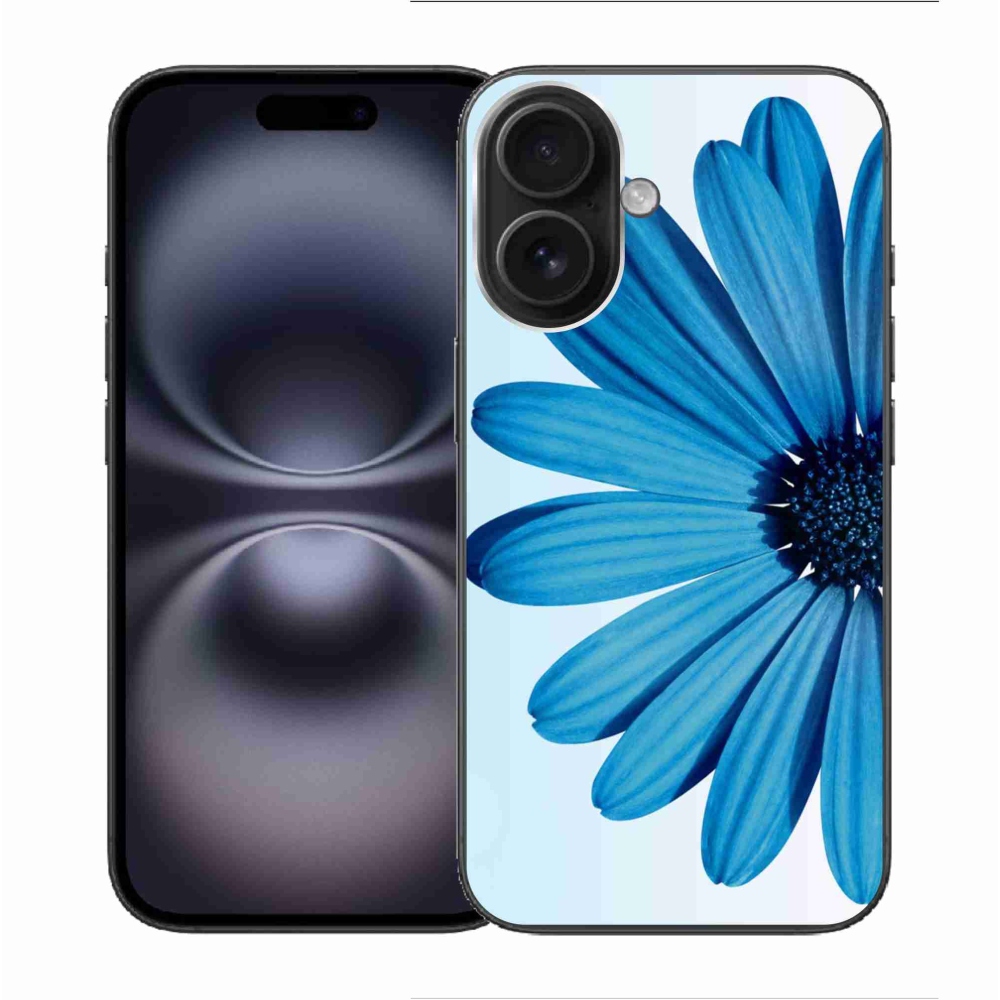 Gelový obal mmCase na iPhone 16 - modrá kopretina