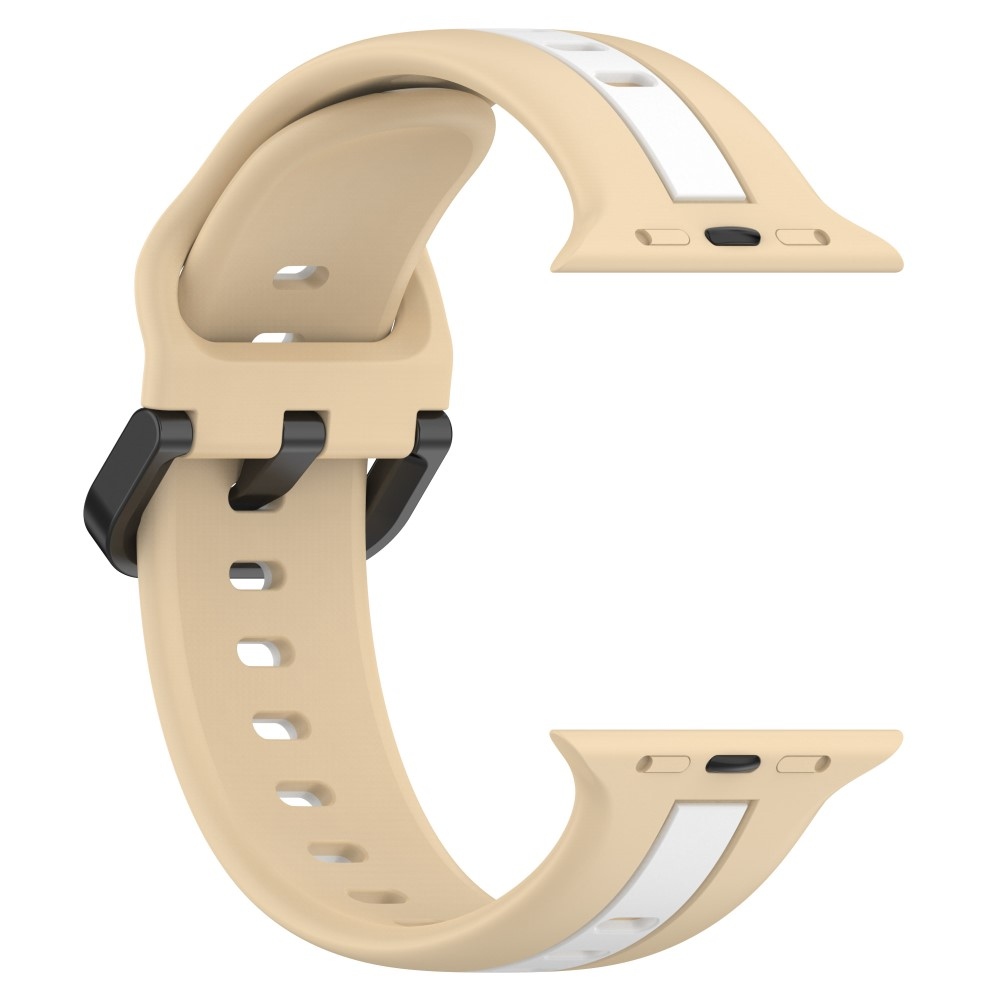 Strap silikonový řemínek na Apple Watch Ultra/Ultra 2 49mm/SE/SE 2022/2023 44mm/9/8/7 45mm/6/5/4 44mm/3/2/1 42 mm - khaki/bílý