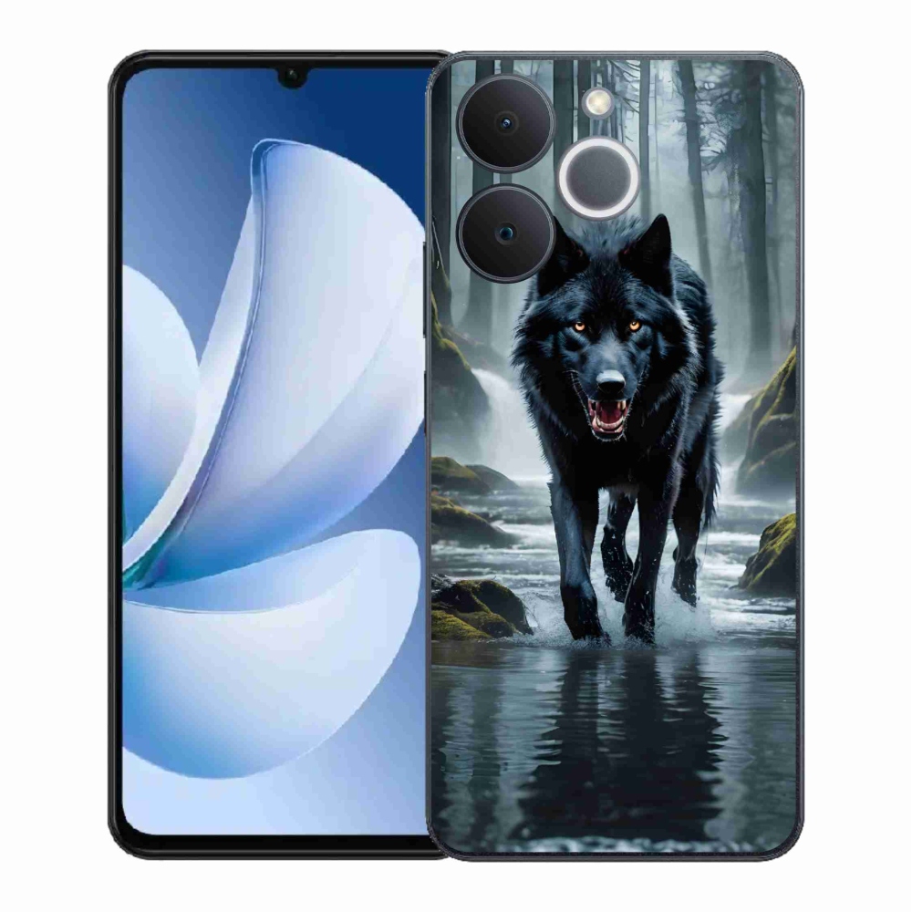 Gelový kryt mmCase na Realme Note 70T - černý vlk