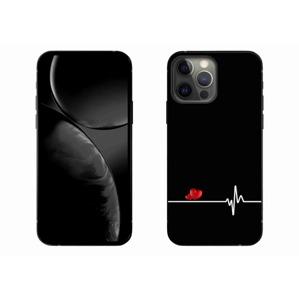 Gelový kryt mmCase na iPhone 13 Pro Max 6.7 - srdce a tep černé pozadí