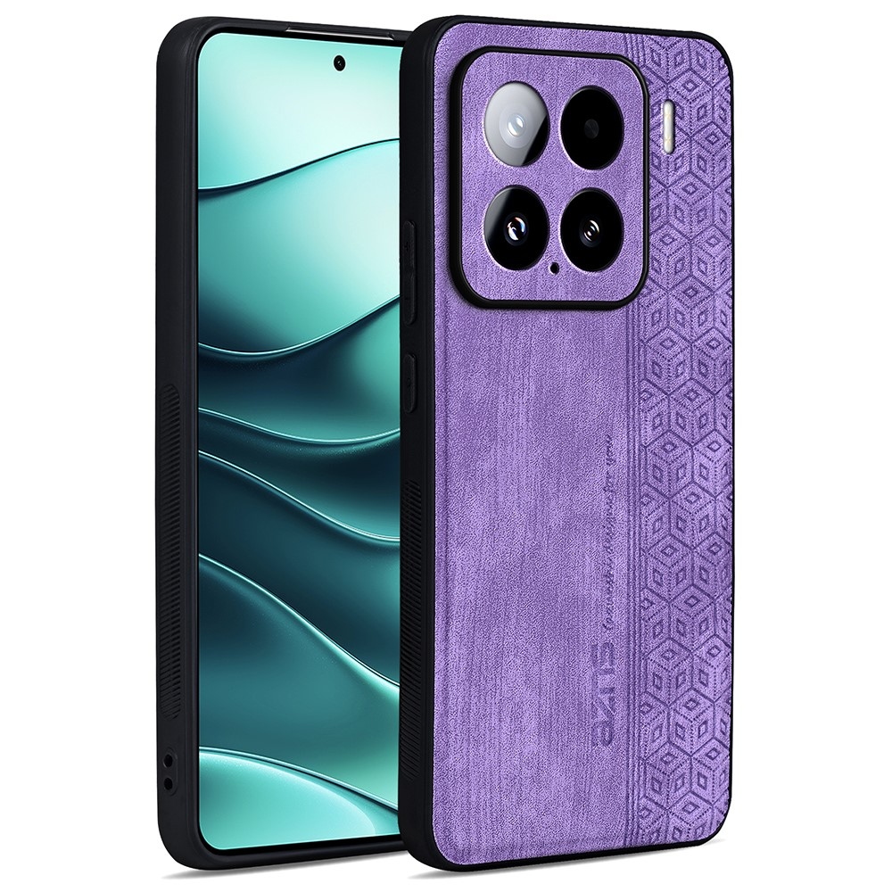 AZNS gelový obal potažený PU kůží pro mobil Xiaomi 15 - fialový