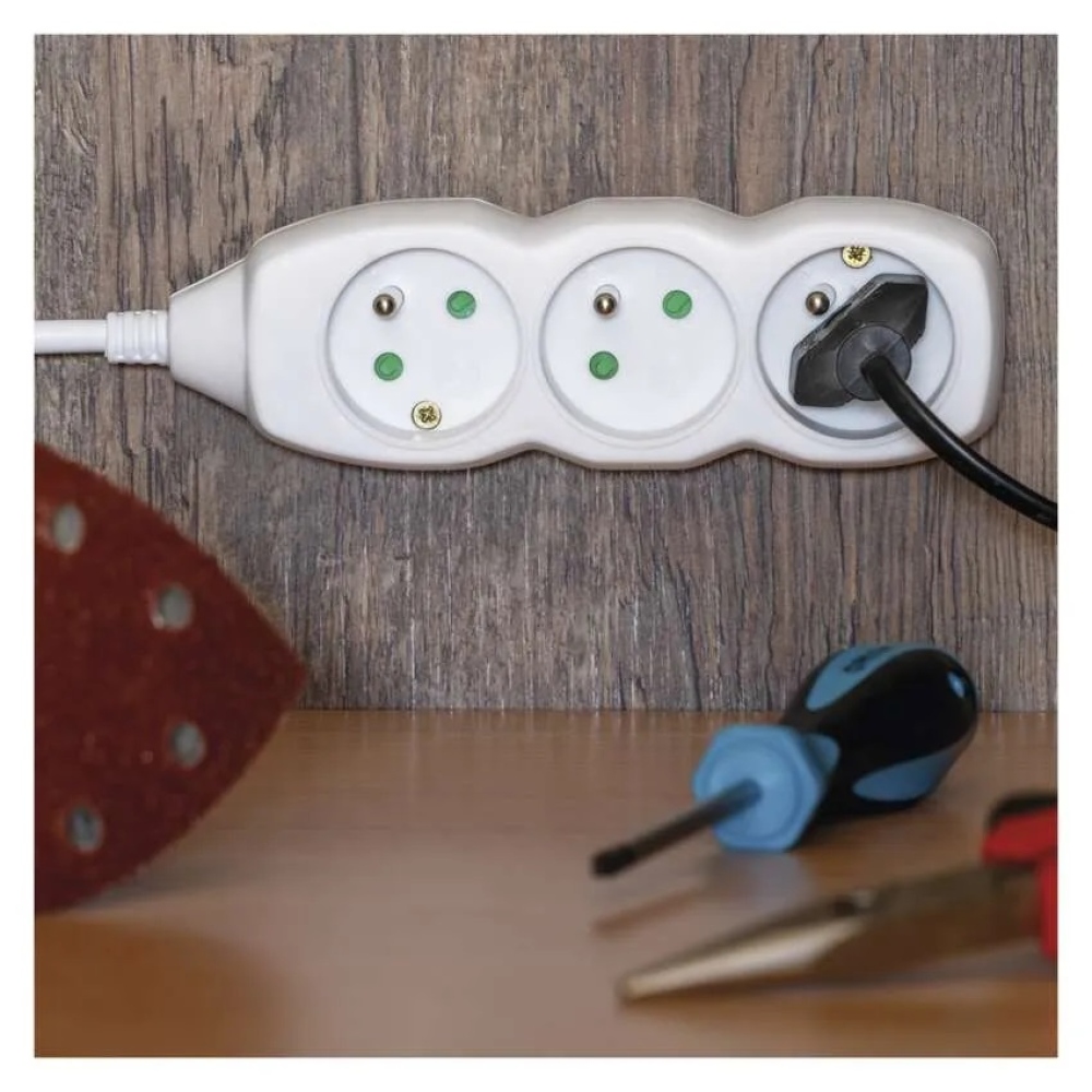 Prodlužovací kabel 5 m / 3 zásuvky / bílý / PVC / 1 mm2