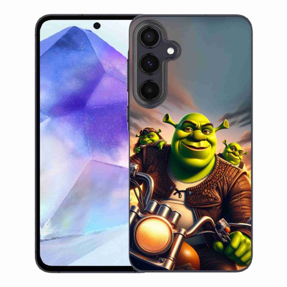 Gelový kryt mmCase na Samsung Galaxy A55 5G - shrek na motorce