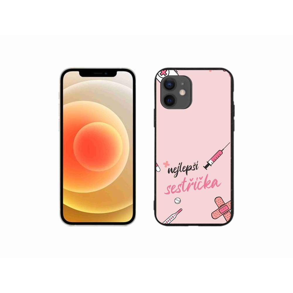Gelový kryt mmCase na iPhone 12 mini - nejlepší sestřička růžové pozadí