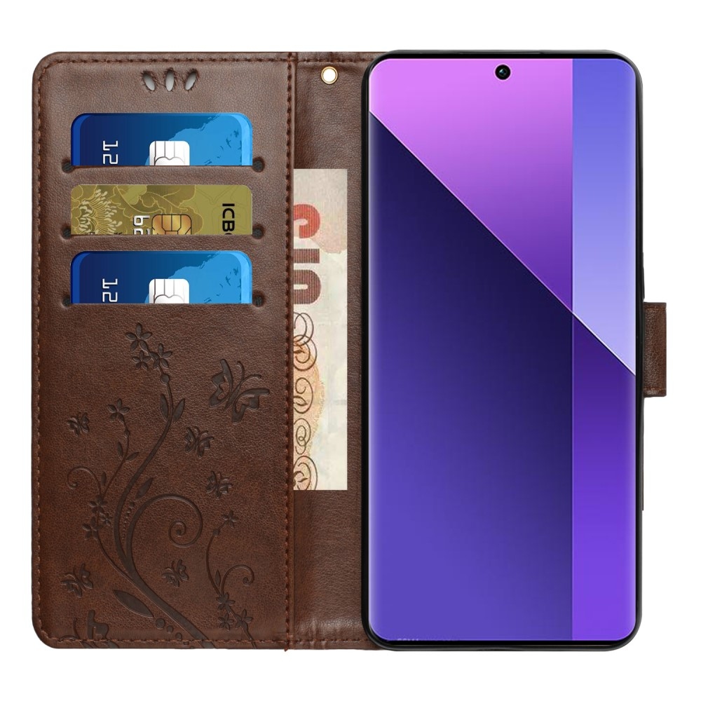 Flowers knížkové pouzdro na Honor 200 Smart 5G - hnědé