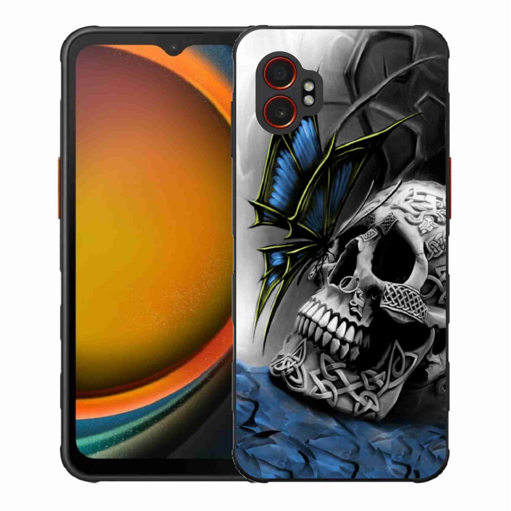 Gelový kryt mmCase na Samsung Galaxy Xcover 7 Pro - motýl a lebka