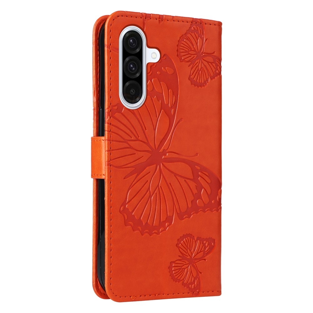 Big Butterfly knížkové pouzdro na Samsung Galaxy A36 5G - oranžové