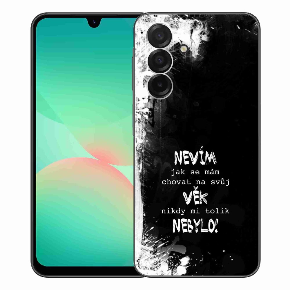 Gelový kryt mmCase na Samsung Galaxy A26 5G - vtipný text 14 černé pozadí