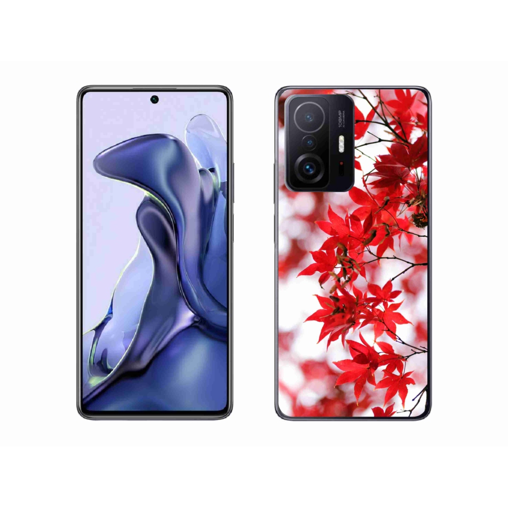 Gelový kryt mmCase na Xiaomi 11T Pro - červené listy