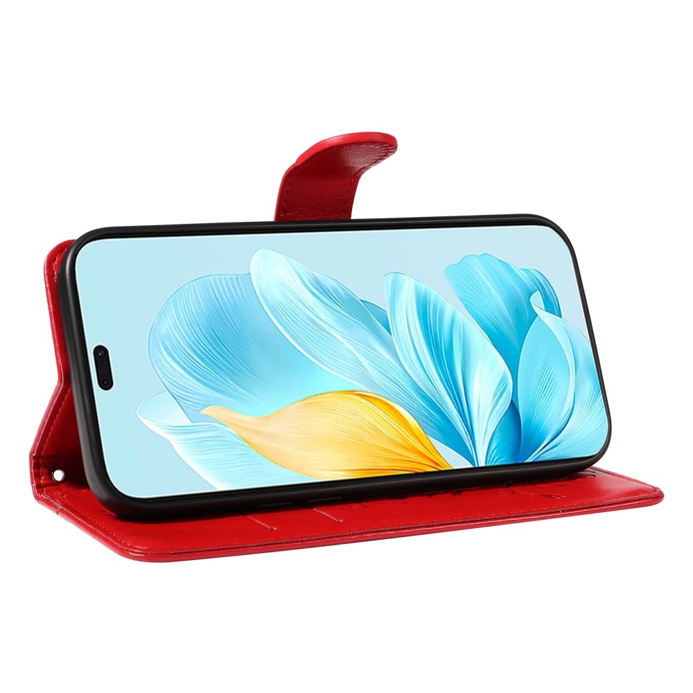 Flowers knížkové pouzdro na Honor 200 Lite 5G - červené