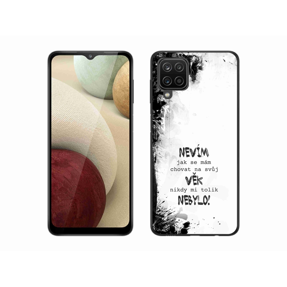 Gelový kryt mmCase na Samsung Galaxy A12 - vtipný text 14 bílé pozadí