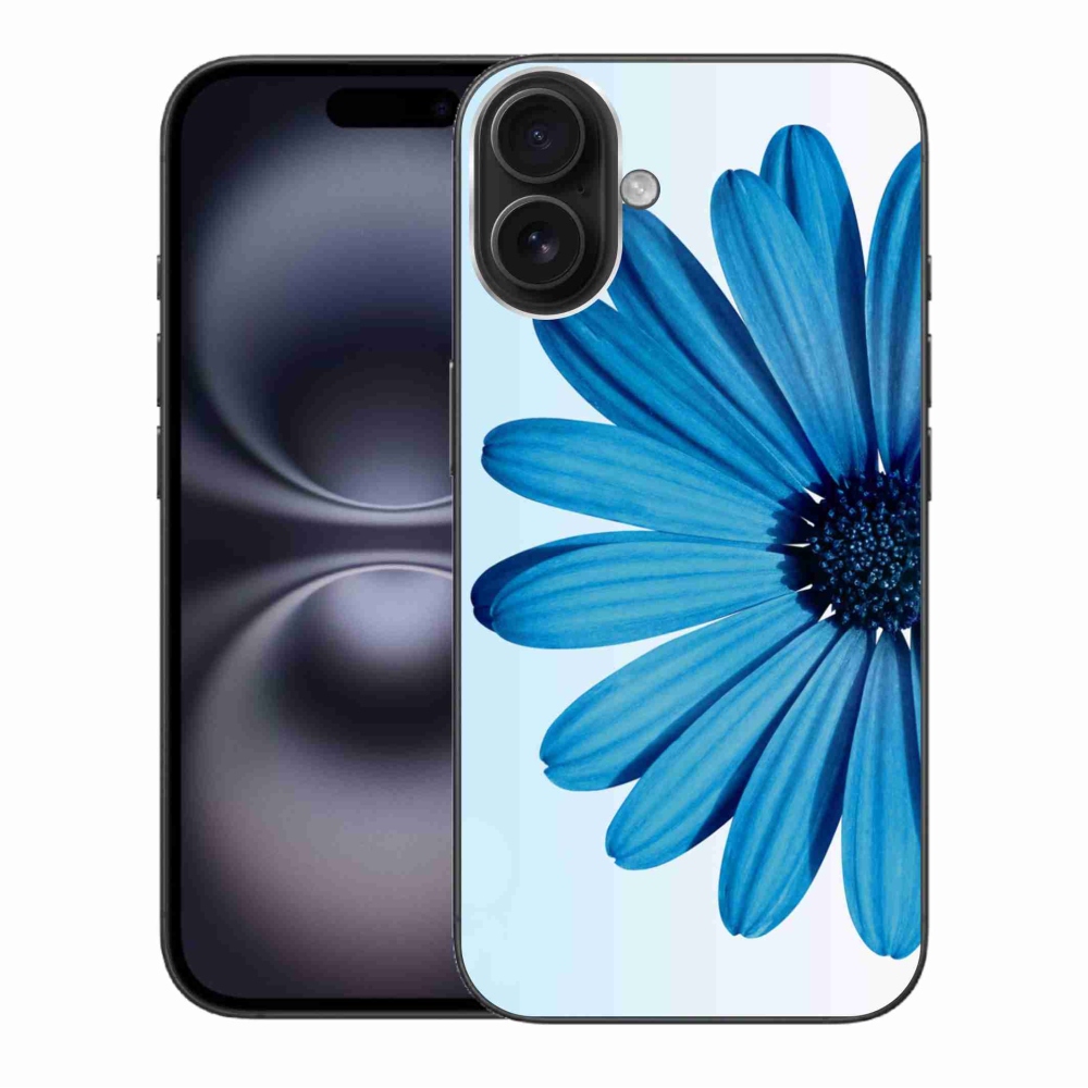 Gelový obal mmCase na iPhone 16 Plus - modrá kopretina
