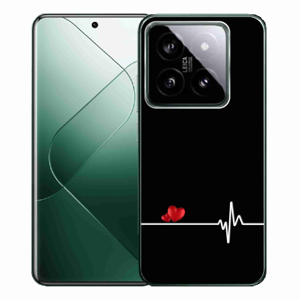 Gelový kryt mmCase na Xiaomi 14 Pro - srdce a tep černé pozadí