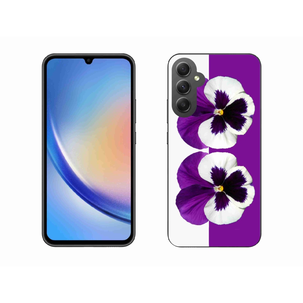Gelový kryt mmCase na Samsung Galaxy A34 5G - fialovobílý květ
