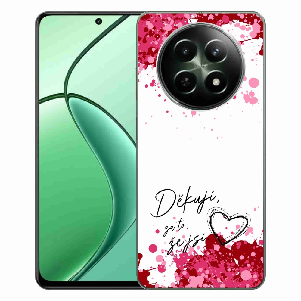 Gelový kryt mmCase na Realme 12 5G/12x 5G - zamilovaný text 2 bílé pozadí