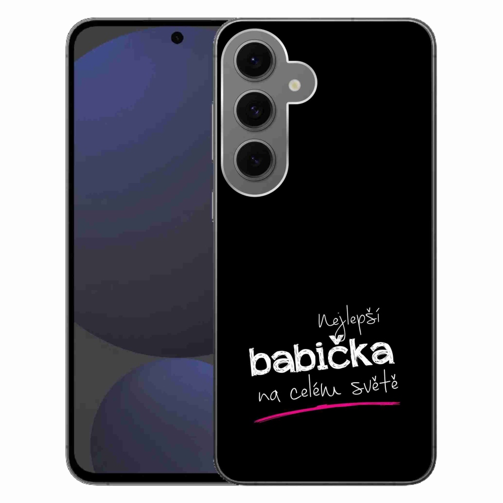 Gelový kryt mmCase na Samsung Galaxy S24 FE - nejlepší babička 4 černé pozadí