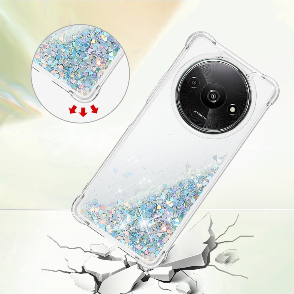 Glitter gelový přesýpací obal na Xiaomi Redmi A3 - stříbrný/srdíčka