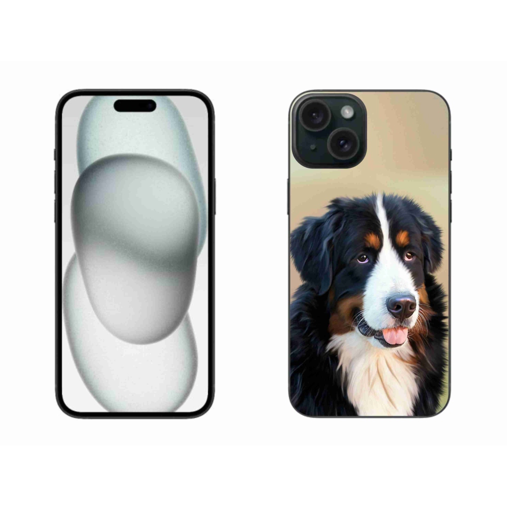 Gelový obal mmCase na iPhone 15 Plus - bernský salašnický pes