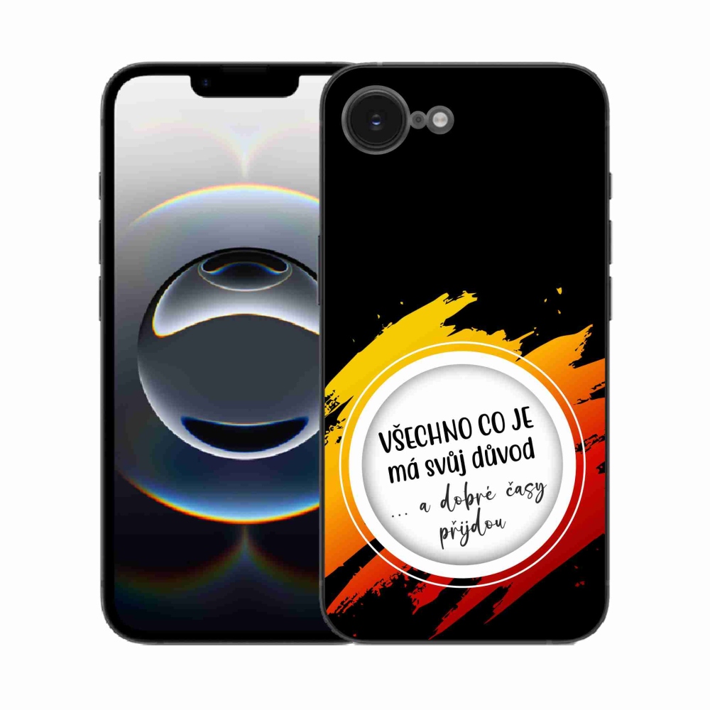 Gelový kryt mmCase na iPhone 16e - citát 3 černé pozadí